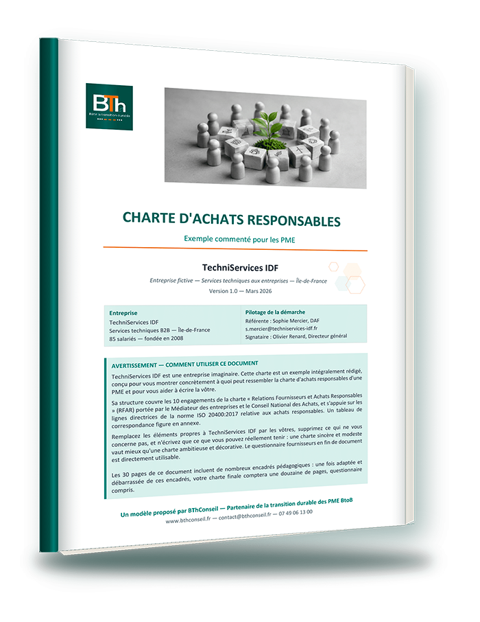 Modèle charte achats responsables pour PME Modèle de charte d'achats responsables pour PME