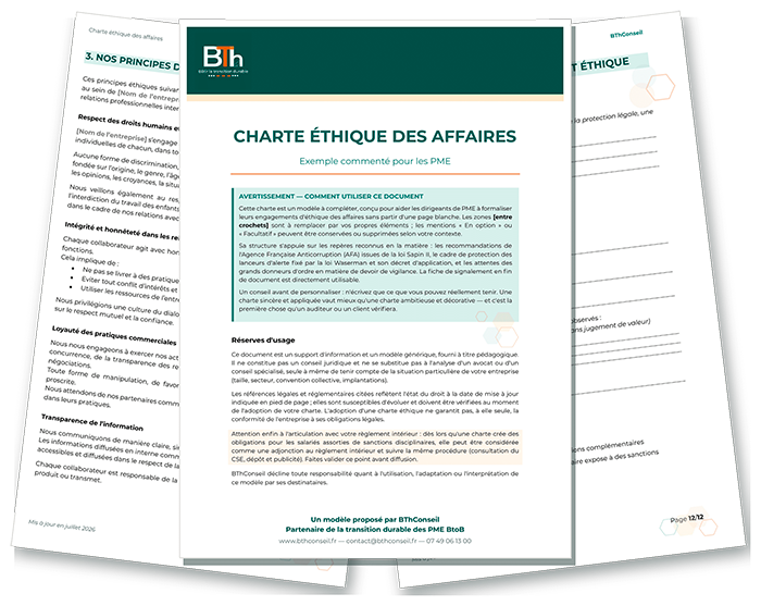 modele charte ethique pme Modèle de charte éthique pour PME